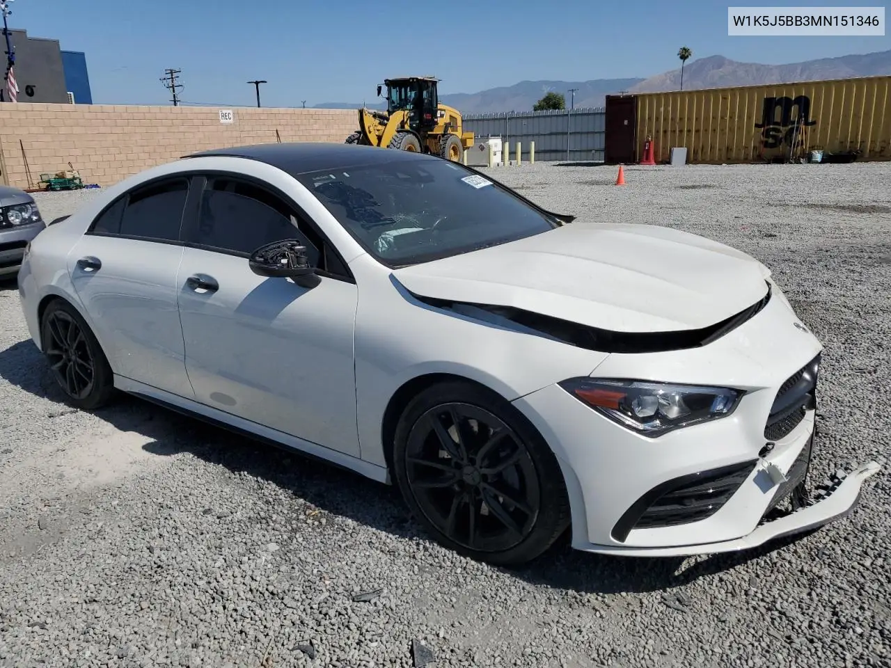2021 Mercedes-Benz Cla Amg 35 4Matic VIN: W1K5J5BB3MN151346 Lot: 62527135