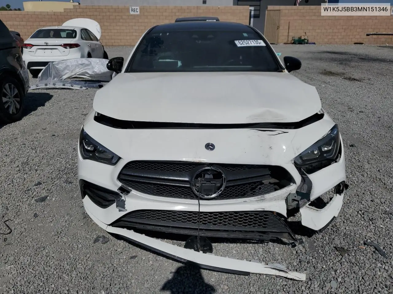 2021 Mercedes-Benz Cla Amg 35 4Matic VIN: W1K5J5BB3MN151346 Lot: 62527135
