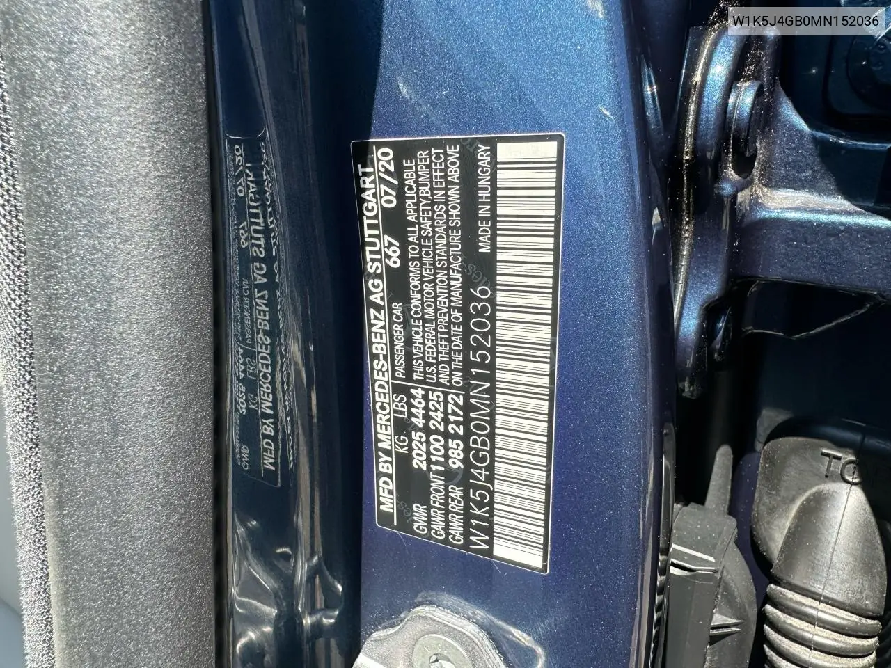 2021 Mercedes-Benz Cla 250 VIN: W1K5J4GB0MN152036 Lot: 63250305