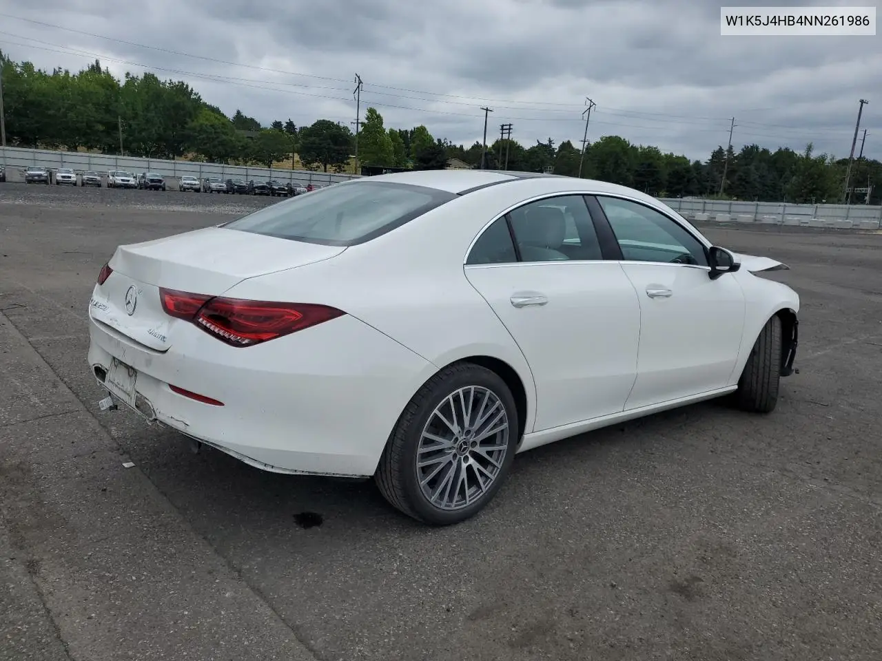 2022 Mercedes-Benz Cla 250 4Matic VIN: W1K5J4HB4NN261986 Lot: 62548125