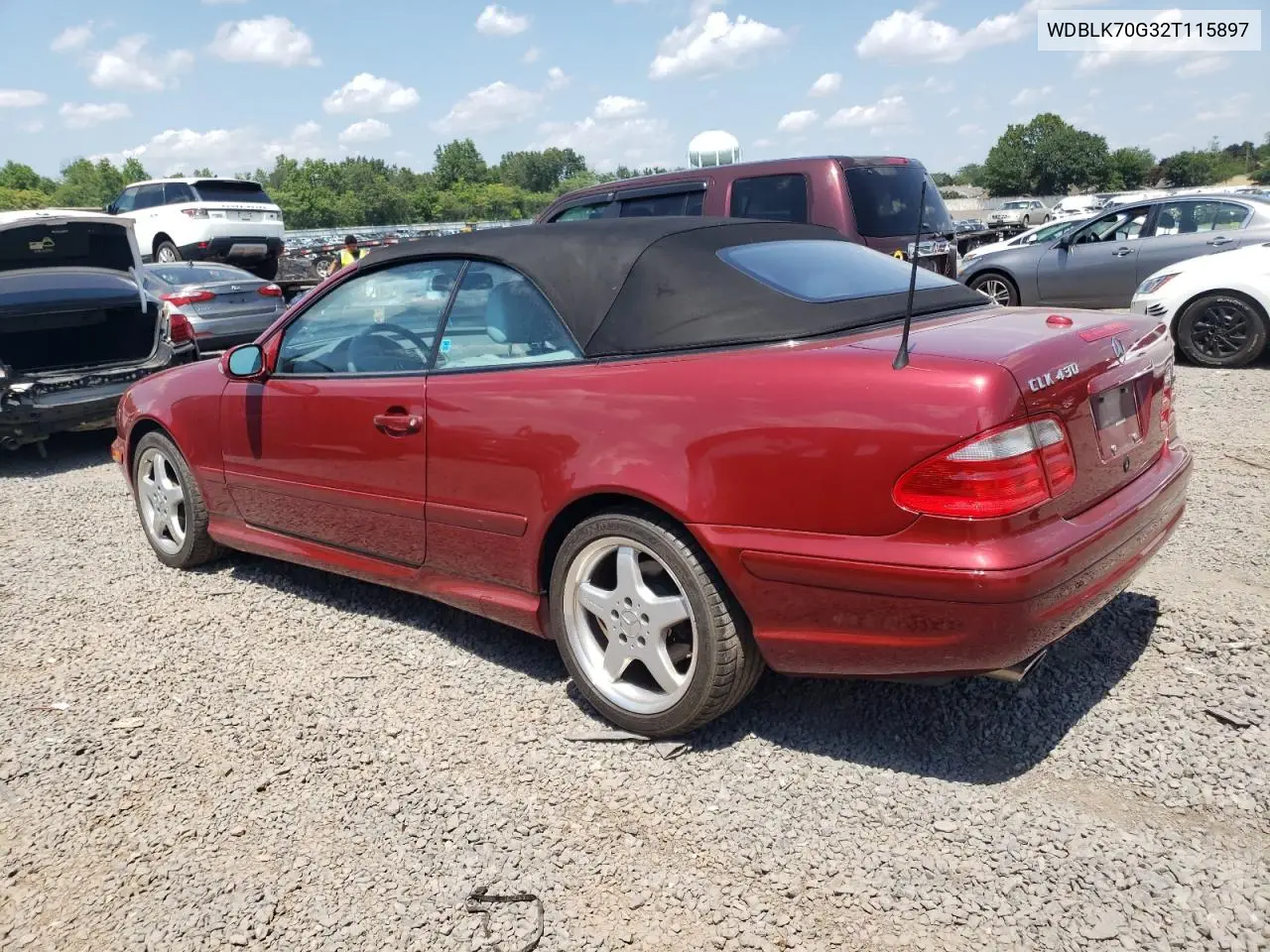 2002 Mercedes-Benz Clk 430 VIN: WDBLK70G32T115897 Lot: 62221025
