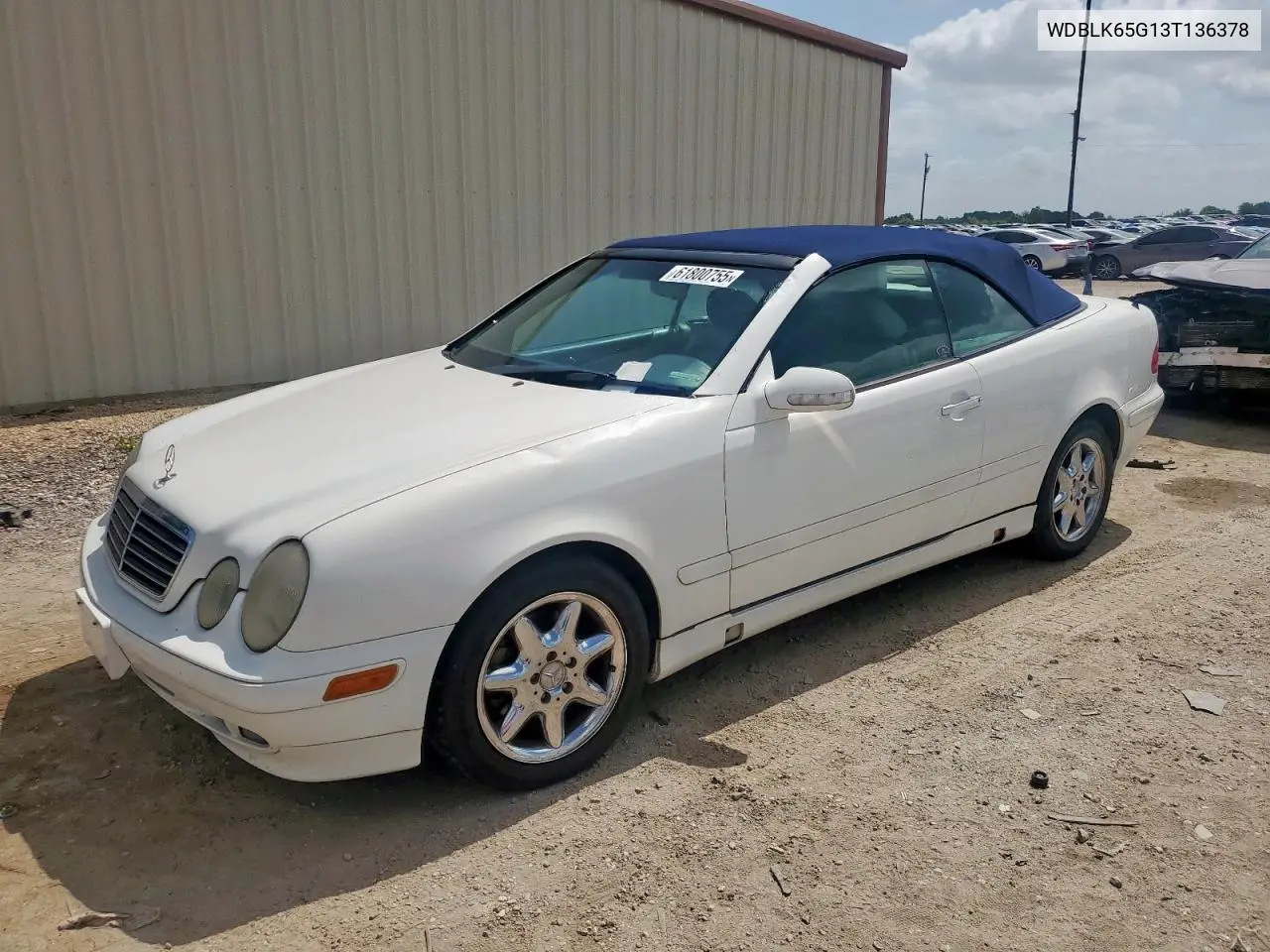 2003 Mercedes-Benz Clk 320 VIN: WDBLK65G13T136378 Lot: 61800755