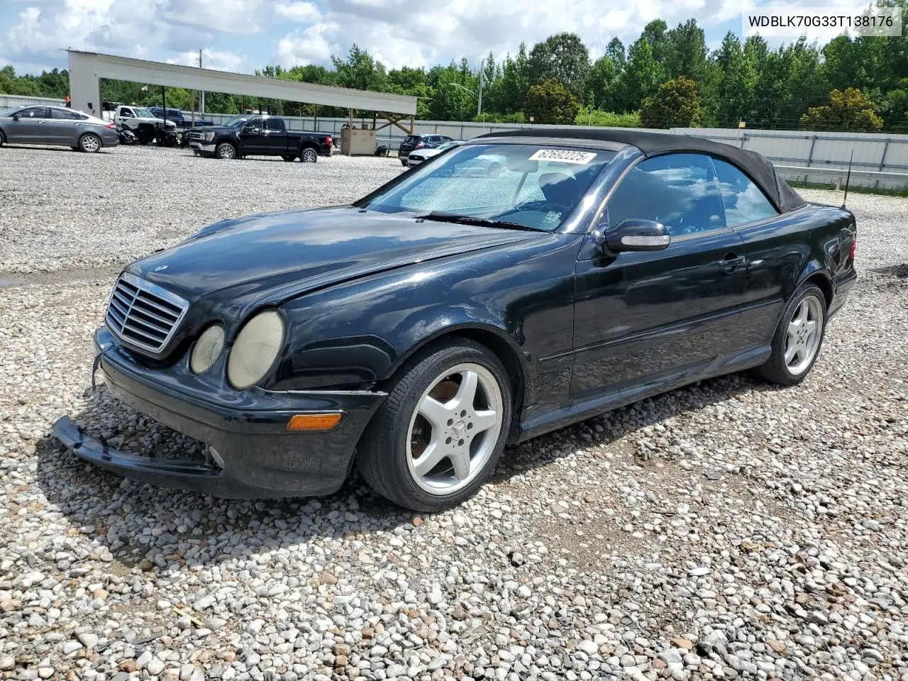 2003 Mercedes-Benz Clk 430 VIN: WDBLK70G33T138176 Lot: 62692225