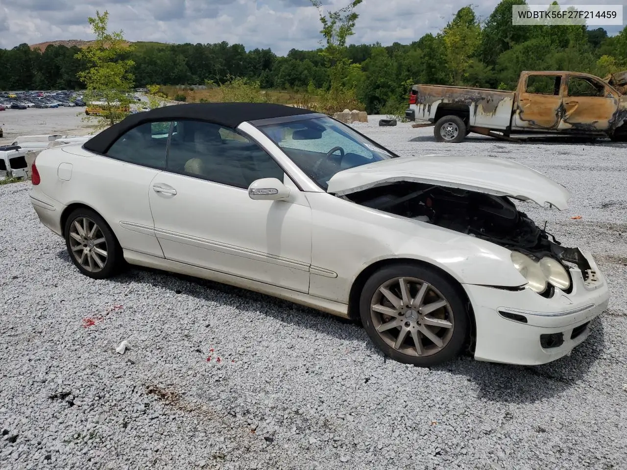 2007 Mercedes-Benz Clk 350 VIN: WDBTK56F27F214459 Lot: 62779565
