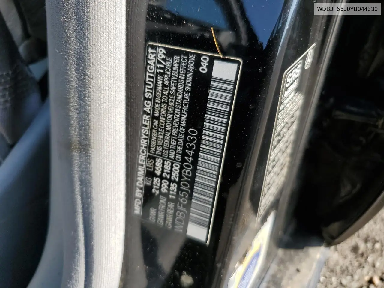 2000 Mercedes-Benz E 320 VIN: WDBJF65J0YB044330 Lot: 61256165