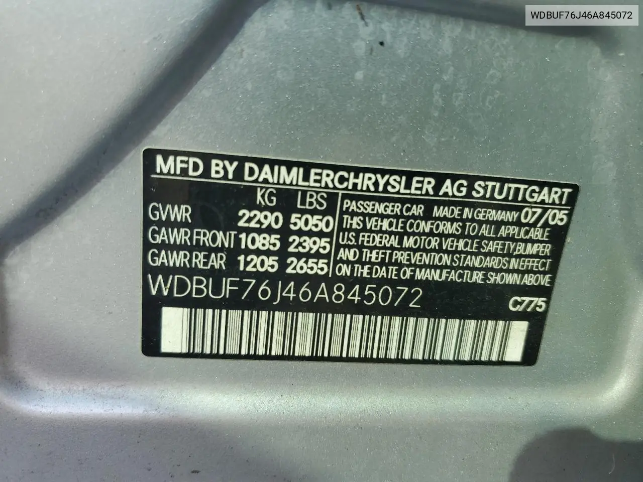 2006 Mercedes-Benz E 55 Amg VIN: WDBUF76J46A845072 Lot: 65747525