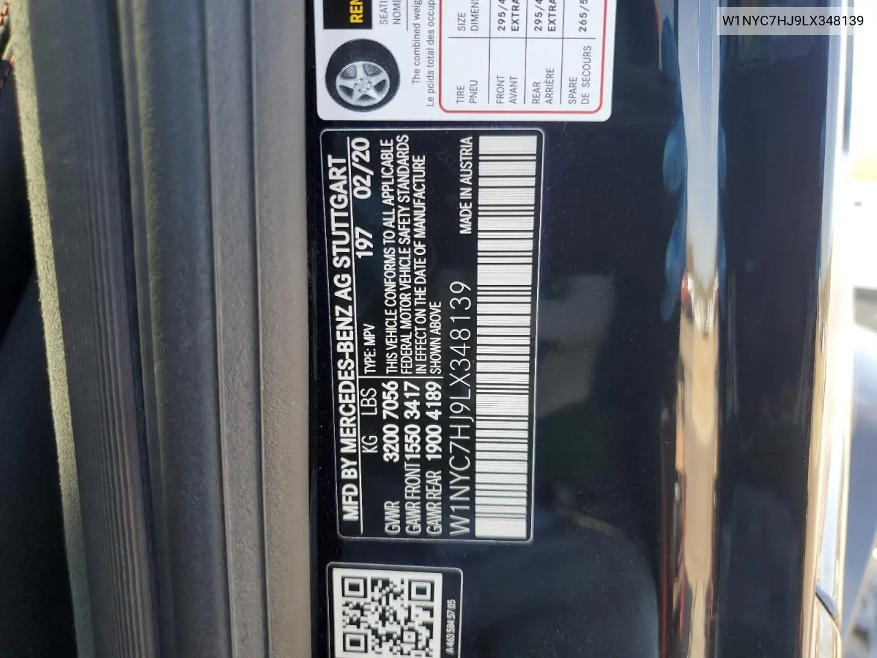 2020 Mercedes-Benz G 63 Amg VIN: W1NYC7HJ9LX348139 Lot: 54320405
