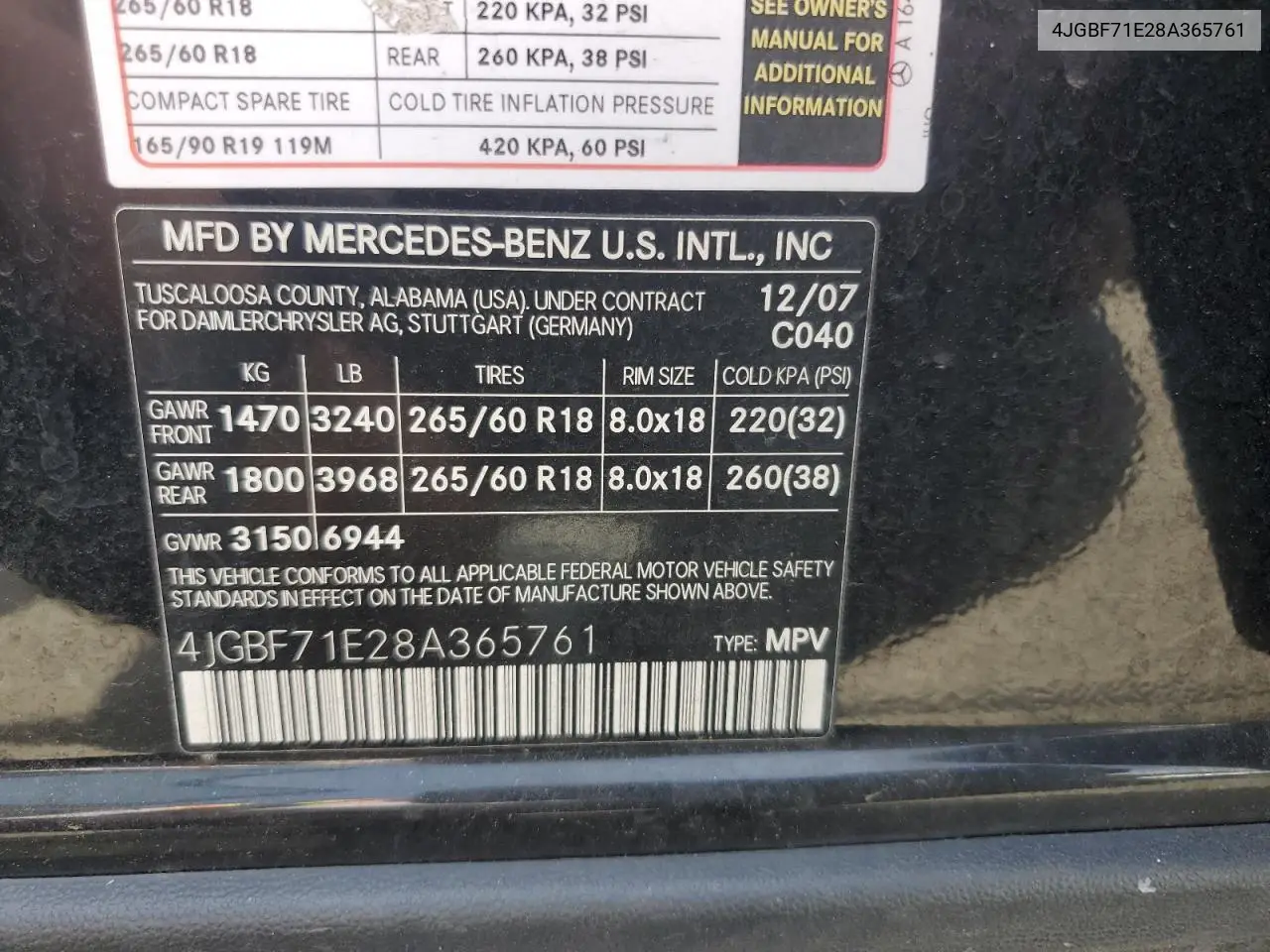 2008 Mercedes-Benz Gl 450 4Matic VIN: 4JGBF71E28A365761 Lot: 55315415