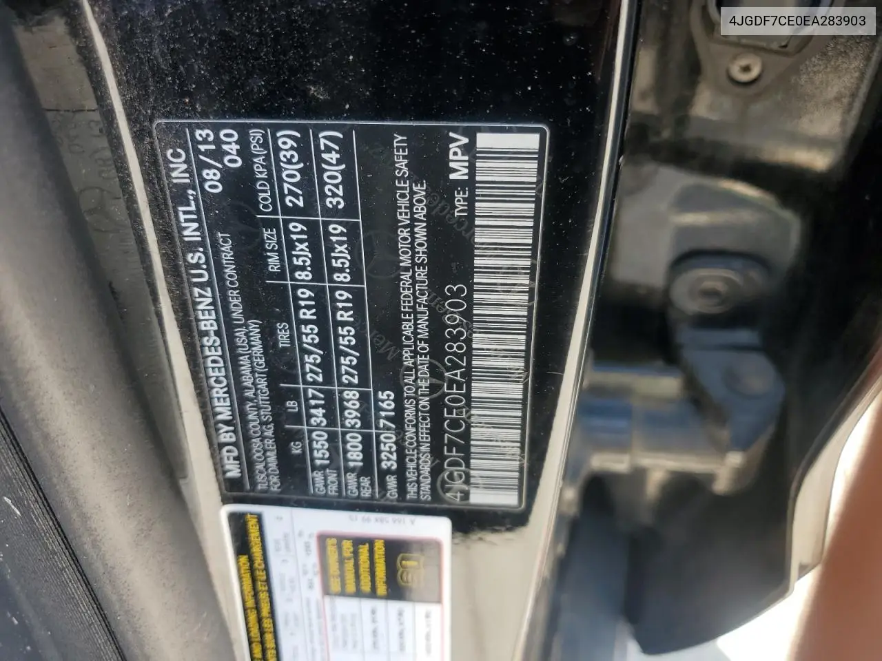 2014 Mercedes-Benz Gl 450 4Matic VIN: 4JGDF7CE0EA283903 Lot: 61611605