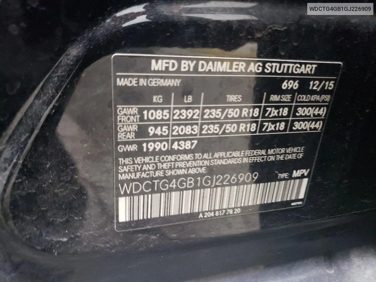 2016 Mercedes-Benz Gla 250 4Matic VIN: WDCTG4GB1GJ226909 Lot: 56358195