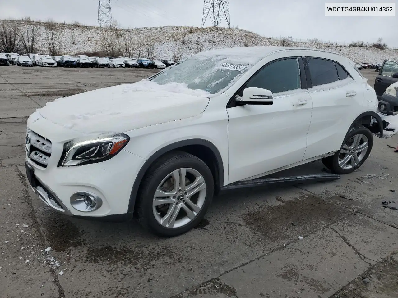 2019 Mercedes-Benz Gla 250 4Matic VIN: WDCTG4GB4KU014352 Lot: 49877135