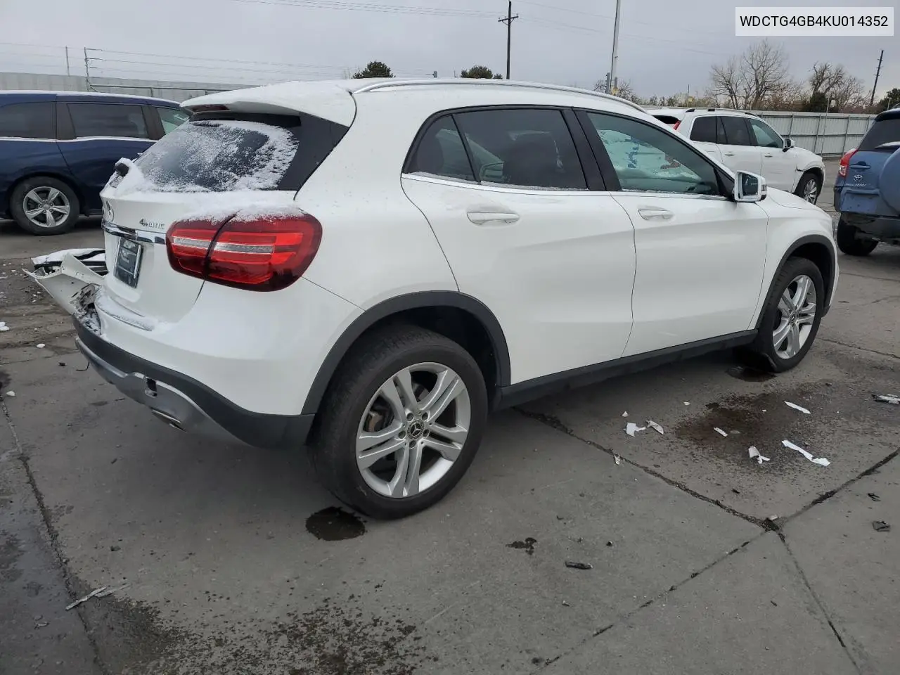 2019 Mercedes-Benz Gla 250 4Matic VIN: WDCTG4GB4KU014352 Lot: 49877135