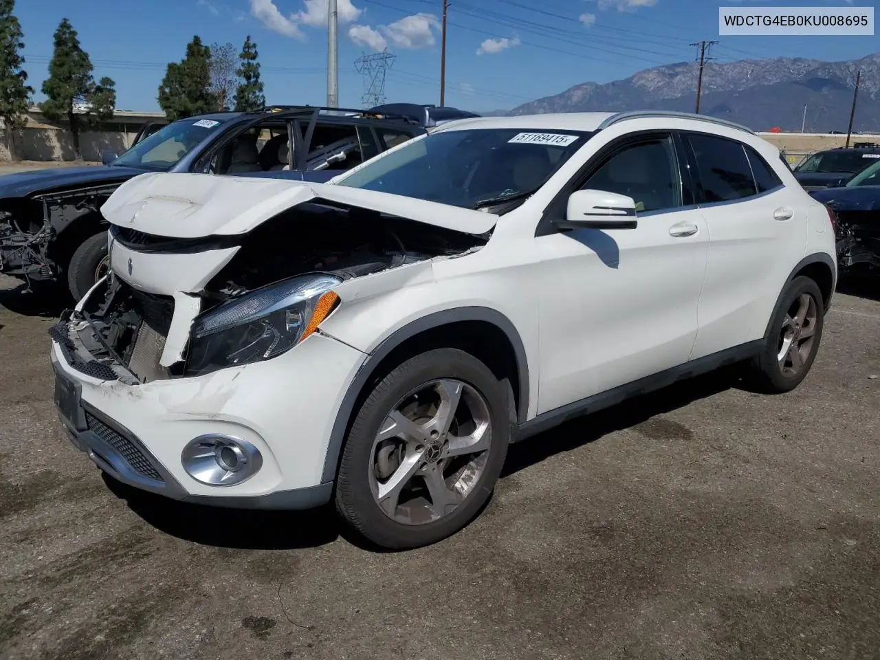 2019 Mercedes-Benz Gla 250 VIN: WDCTG4EB0KU008695 Lot: 51169415