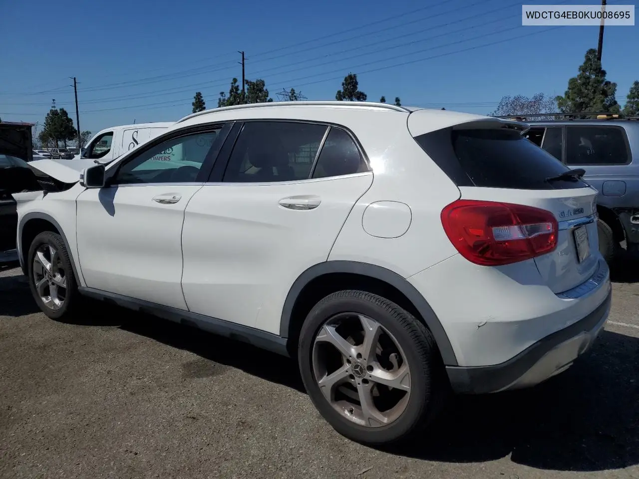 2019 Mercedes-Benz Gla 250 VIN: WDCTG4EB0KU008695 Lot: 51169415