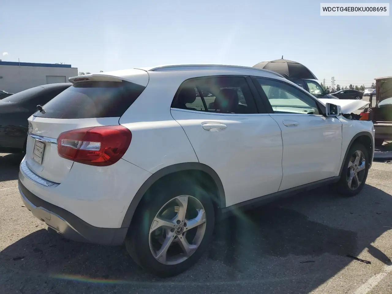 2019 Mercedes-Benz Gla 250 VIN: WDCTG4EB0KU008695 Lot: 51169415