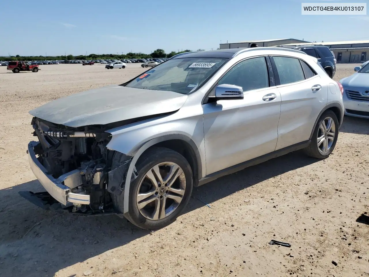 2019 Mercedes-Benz Gla 250 VIN: WDCTG4EB4KU013107 Lot: 56933695