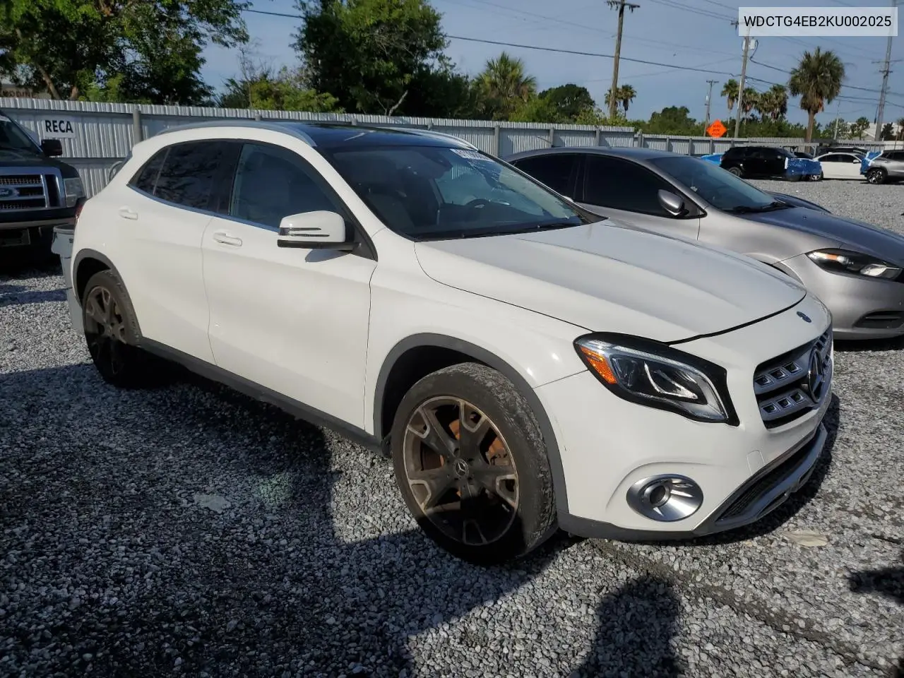 2019 Mercedes-Benz Gla 250 VIN: WDCTG4EB2KU002025 Lot: 61198885