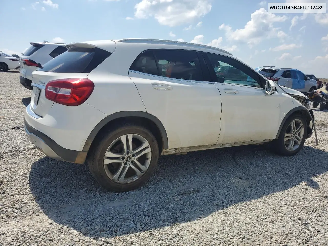 2019 Mercedes-Benz Gla 250 4Matic VIN: WDCTG4GB4KU002489 Lot: 61710885