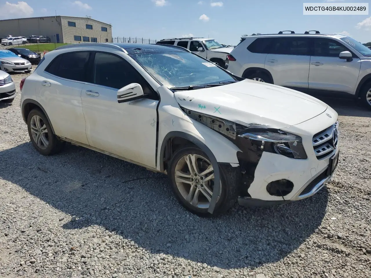 2019 Mercedes-Benz Gla 250 4Matic VIN: WDCTG4GB4KU002489 Lot: 61710885