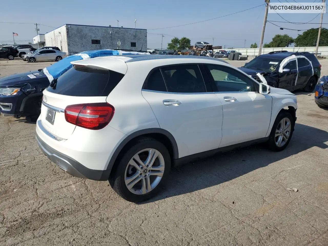 2019 Mercedes-Benz Gla 250 VIN: WDCTG4EB6KU011567 Lot: 65589825