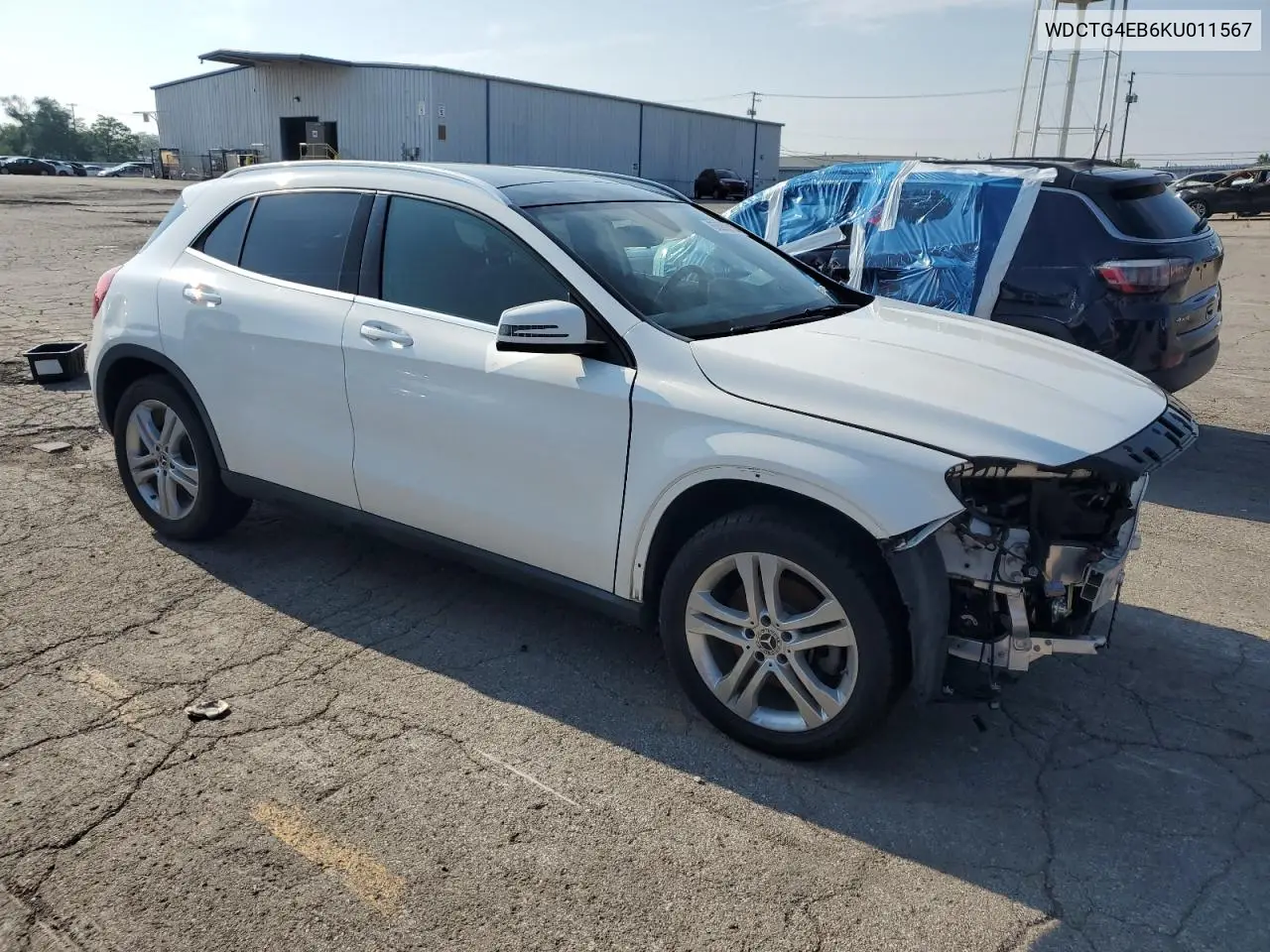 2019 Mercedes-Benz Gla 250 VIN: WDCTG4EB6KU011567 Lot: 65589825
