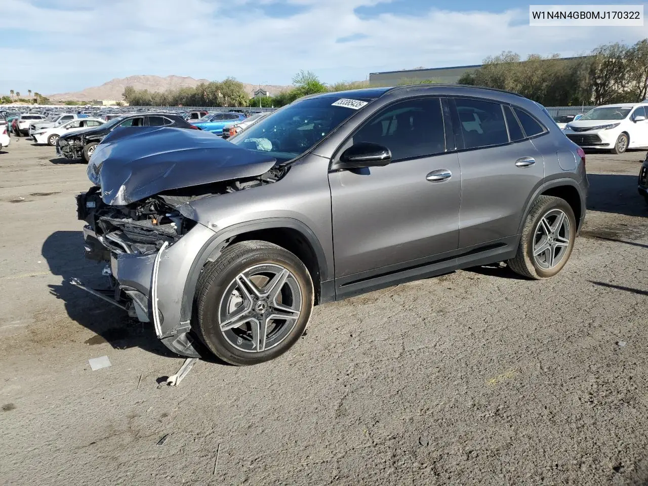 2021 Mercedes-Benz Gla 250 VIN: W1N4N4GB0MJ170322 Lot: 53385435