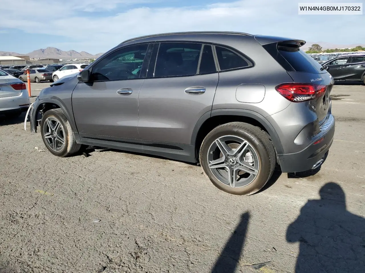 2021 Mercedes-Benz Gla 250 VIN: W1N4N4GB0MJ170322 Lot: 53385435