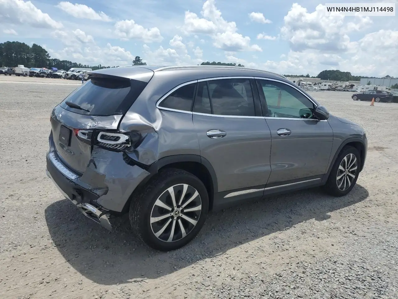 2021 Mercedes-Benz Gla 250 4Matic VIN: W1N4N4HB1MJ114498 Lot: 60223555