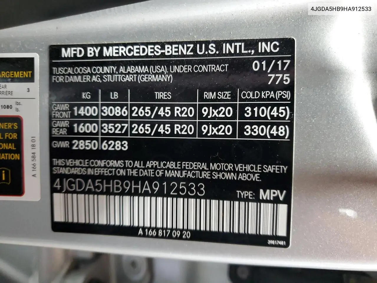 2017 Mercedes-Benz Gle 350 4Matic VIN: 4JGDA5HB9HA912533 Lot: 65386215