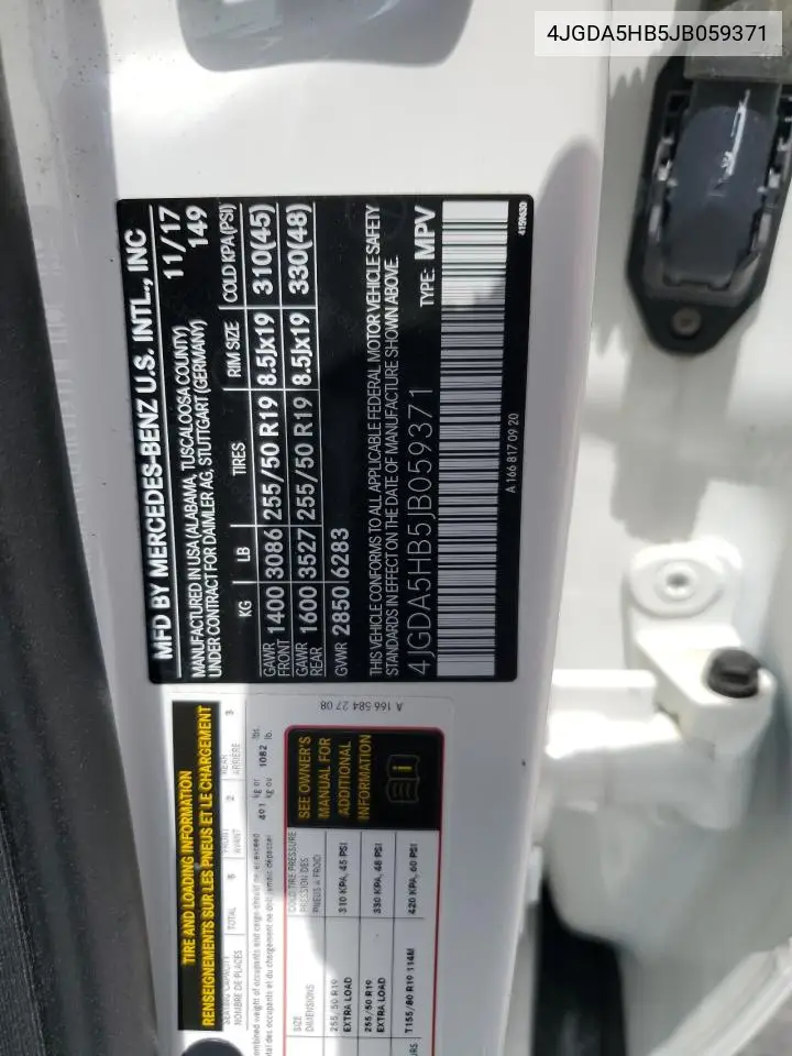 2018 Mercedes-Benz Gle 350 4Matic VIN: 4JGDA5HB5JB059371 Lot: 56865095