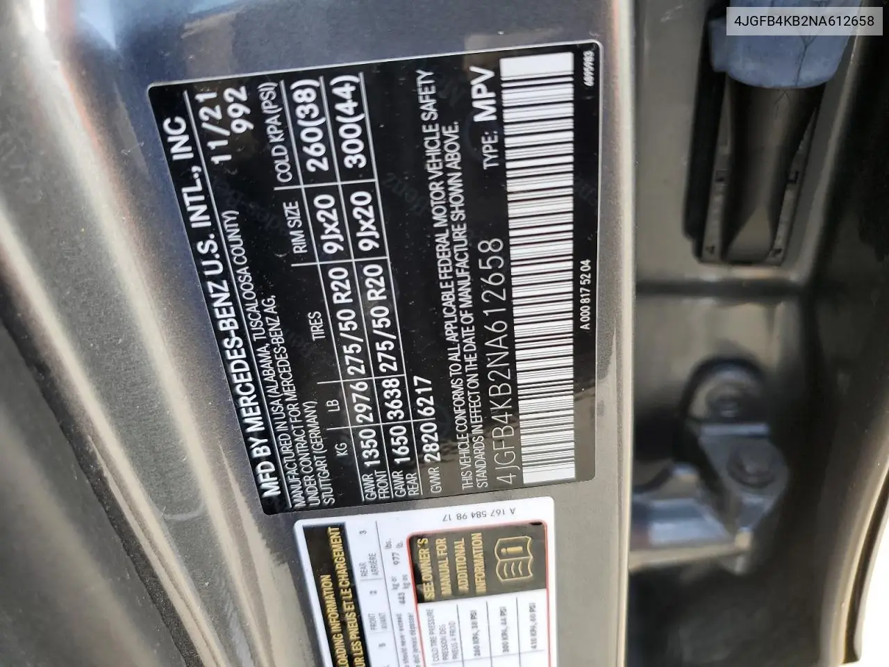 2022 Mercedes-Benz Gle 350 4Matic VIN: 4JGFB4KB2NA612658 Lot: 64404235