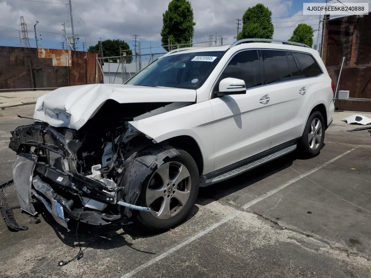 2019 Mercedes-Benz Gls 450 4Matic VIN: 4JGDF6EE6KB240888 Lot: 56920985