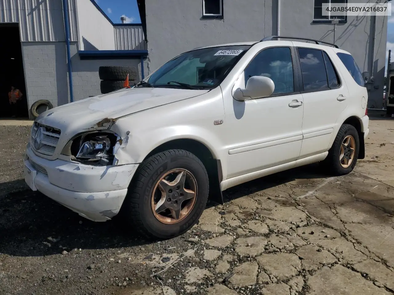 2000 Mercedes-Benz Ml 320 VIN: 4JGAB54E0YA216837 Lot: 64672065