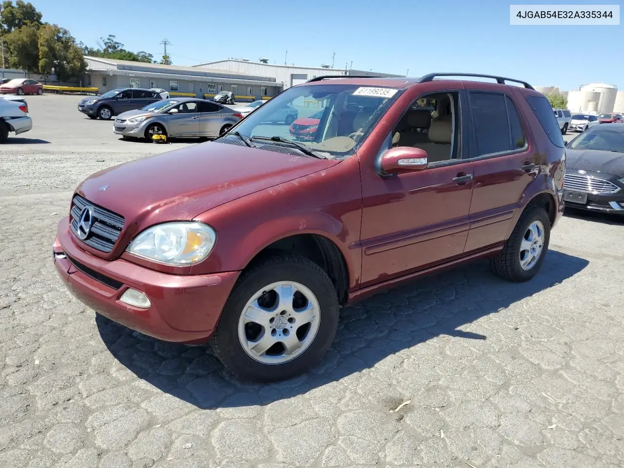 2002 Mercedes-Benz Ml 320 VIN: 4JGAB54E32A335344 Lot: 61199235