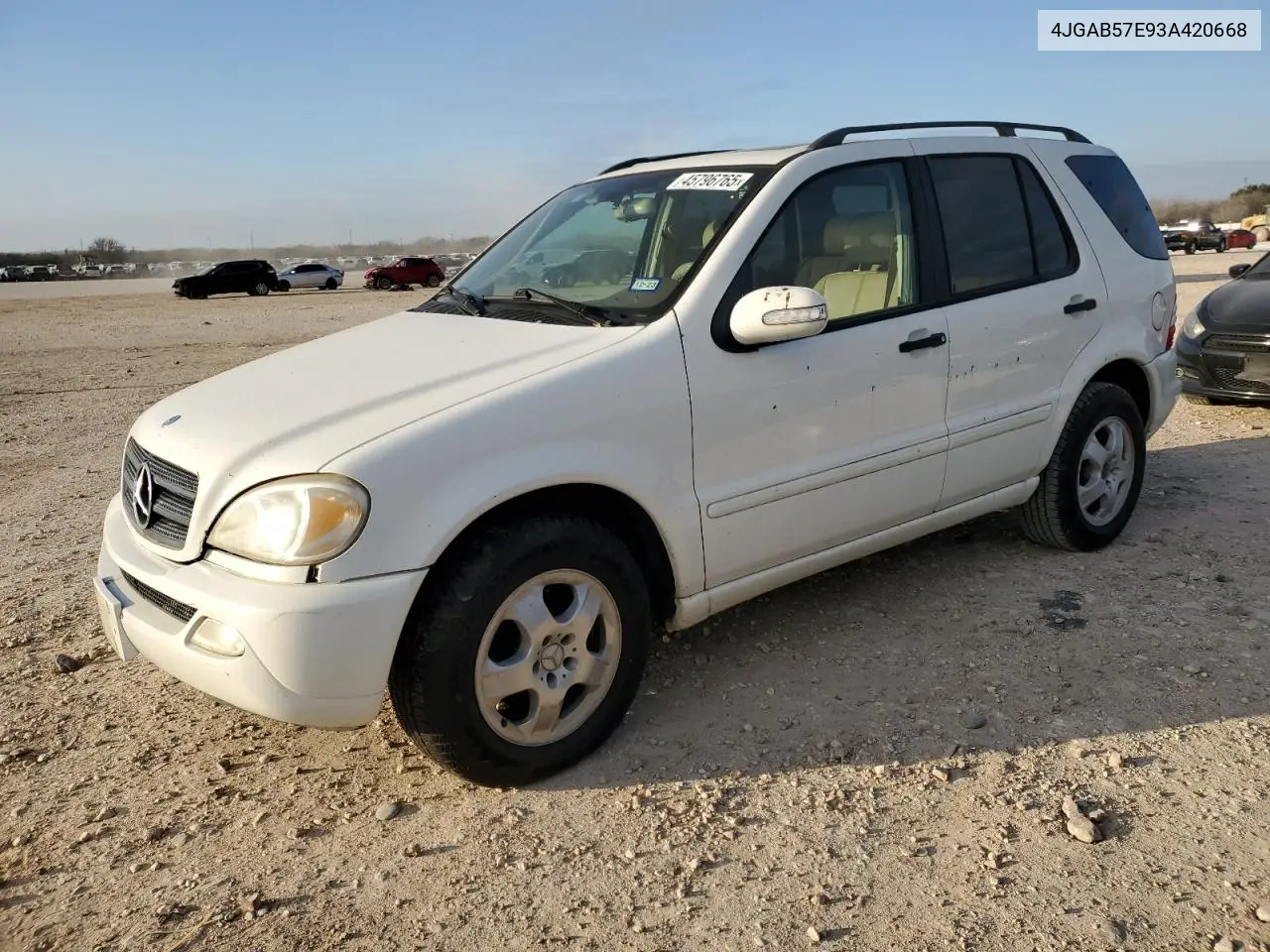 2003 Mercedes-Benz Ml 350 VIN: 4JGAB57E93A420668 Lot: 45796765