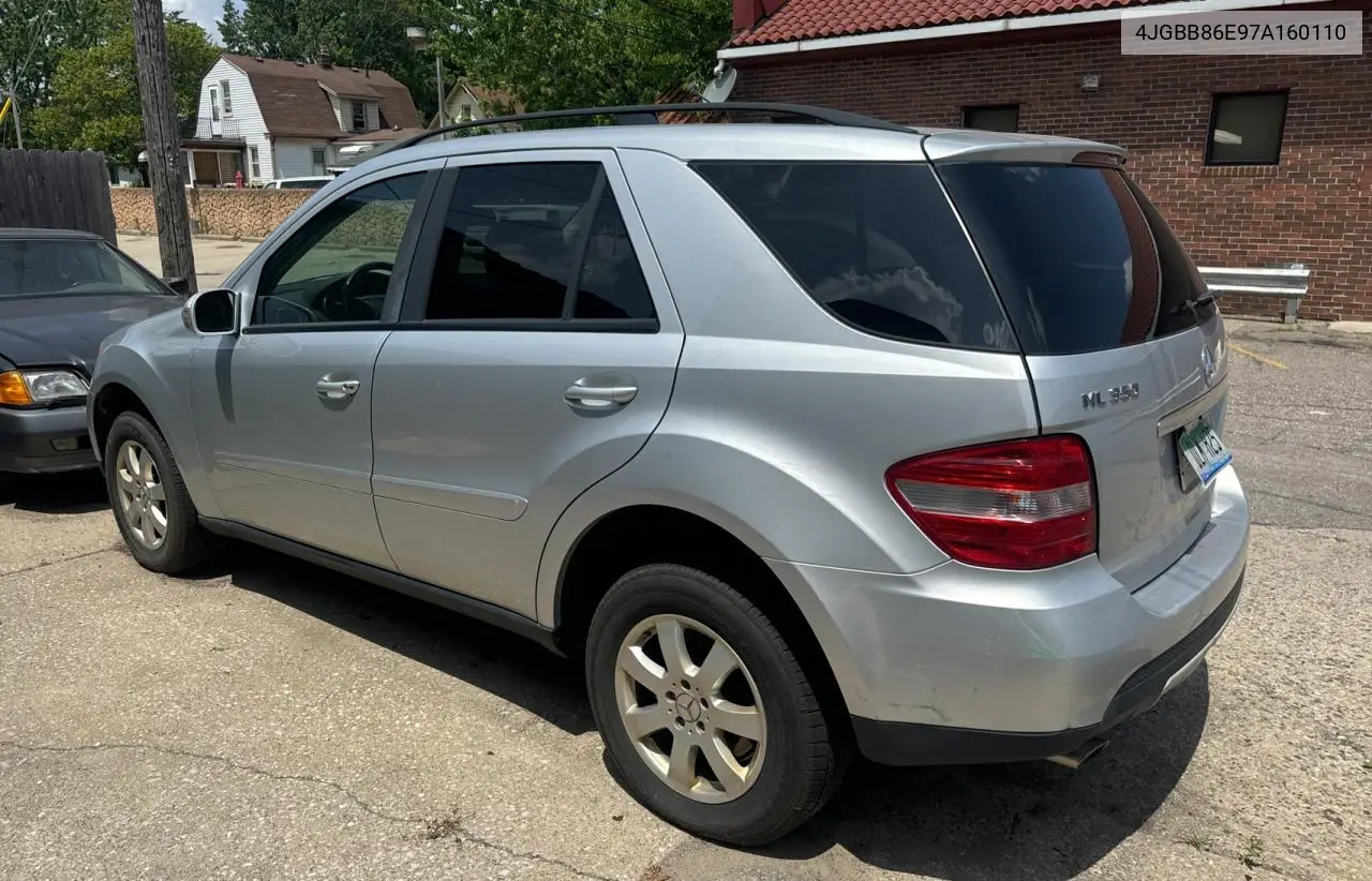 2007 Mercedes-Benz Ml 350 VIN: 4JGBB86E97A160110 Lot: 62529495