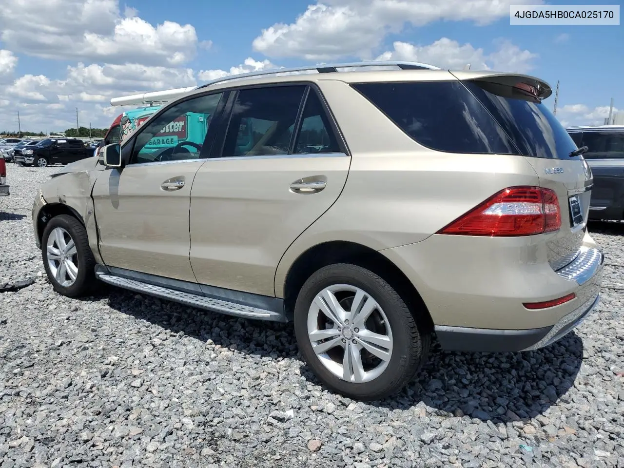 2012 Mercedes-Benz Ml 350 4Matic VIN: 4JGDA5HB0CA025170 Lot: 56345385