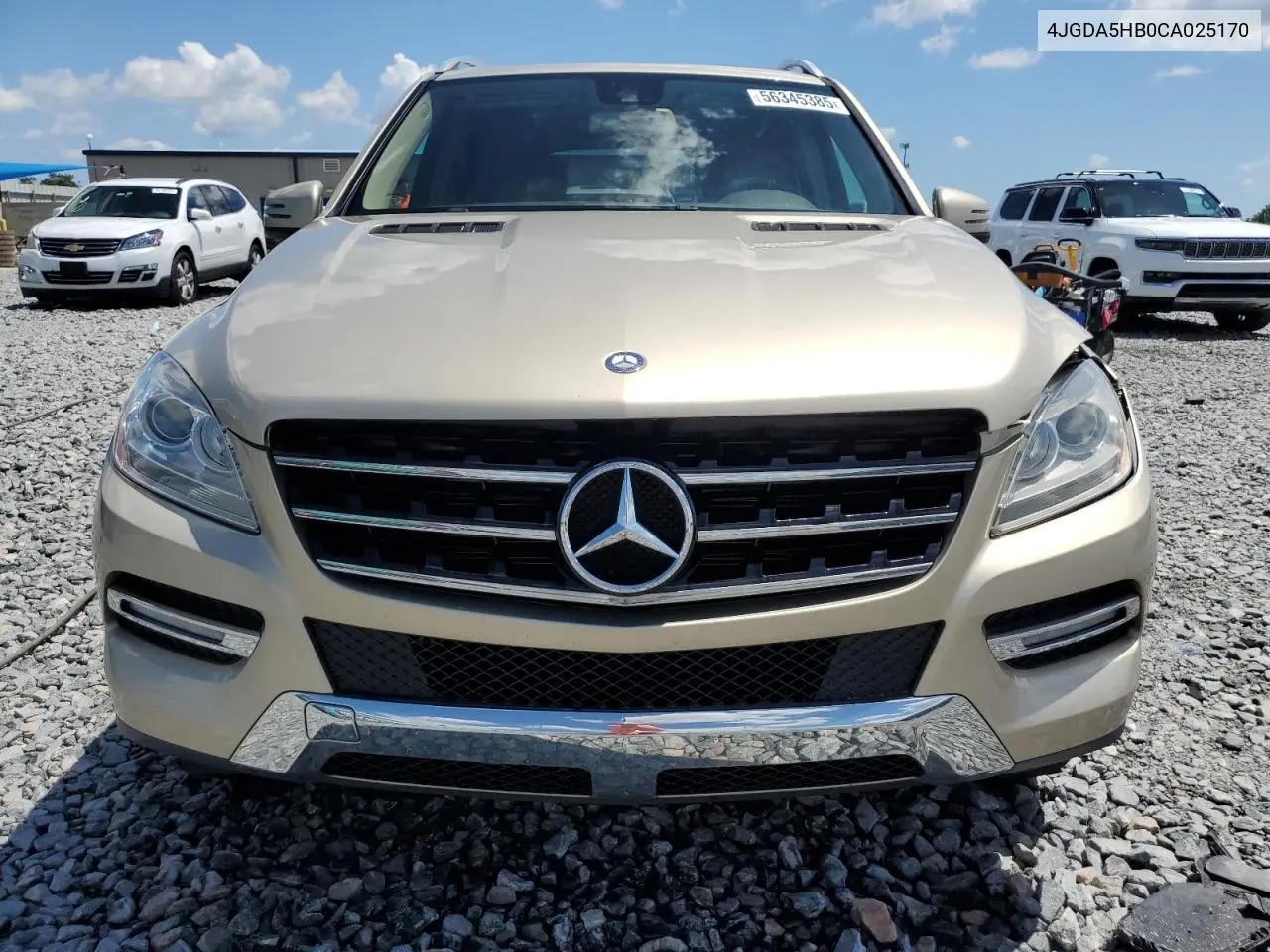 2012 Mercedes-Benz Ml 350 4Matic VIN: 4JGDA5HB0CA025170 Lot: 56345385