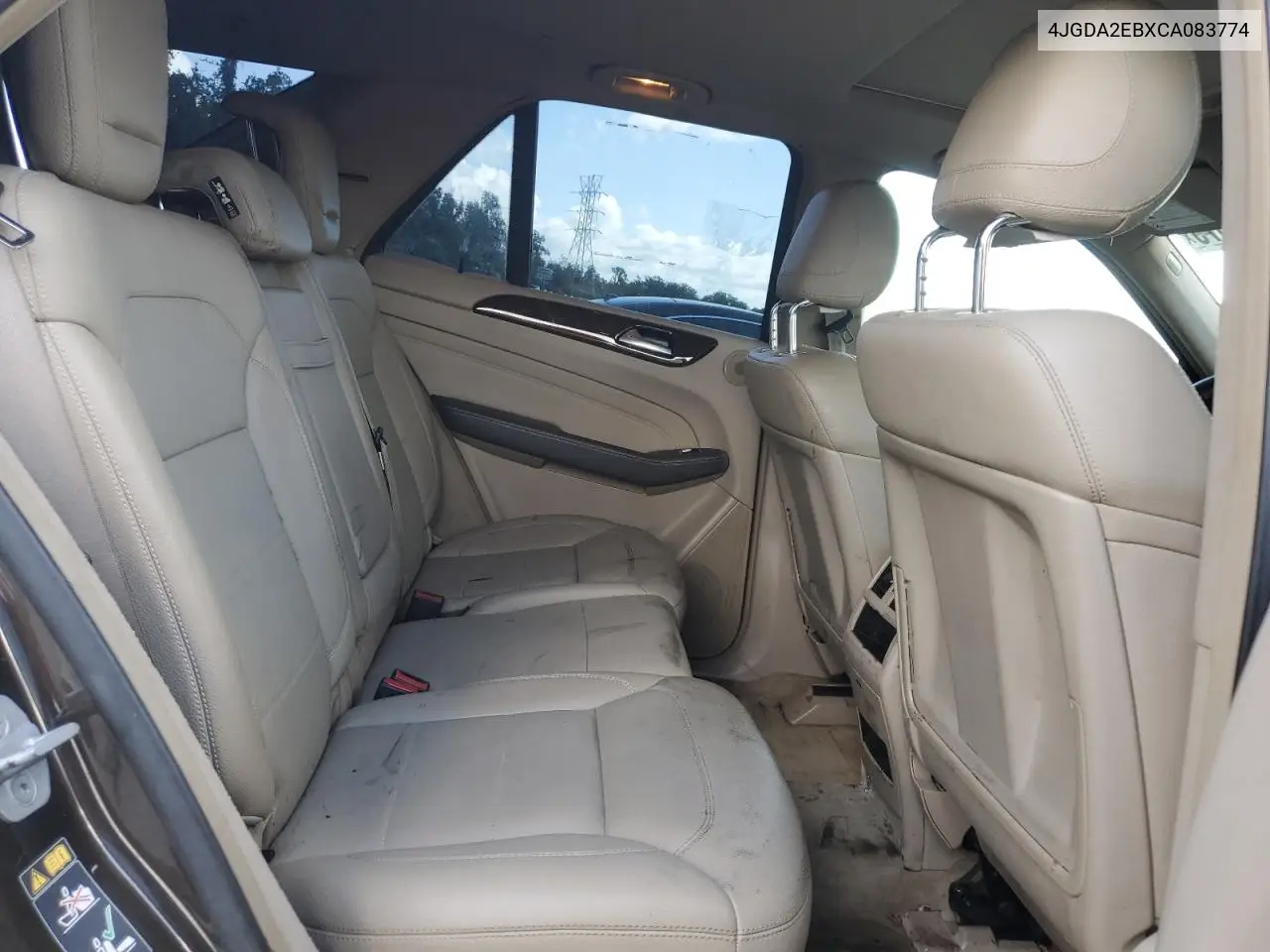 2012 Mercedes-Benz Ml 350 Bluetec VIN: 4JGDA2EBXCA083774 Lot: 57071375