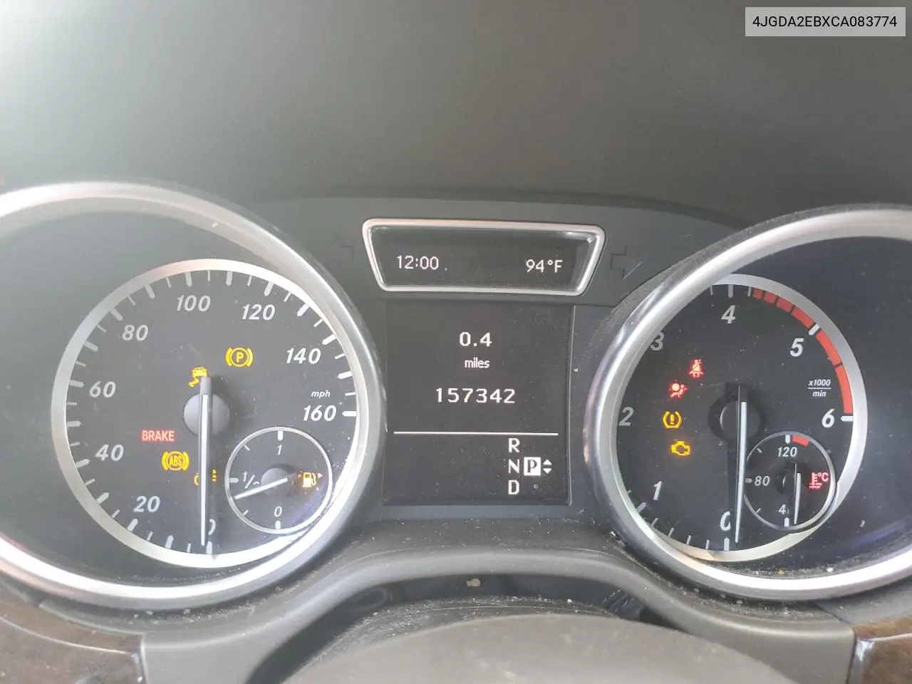 2012 Mercedes-Benz Ml 350 Bluetec VIN: 4JGDA2EBXCA083774 Lot: 57071375