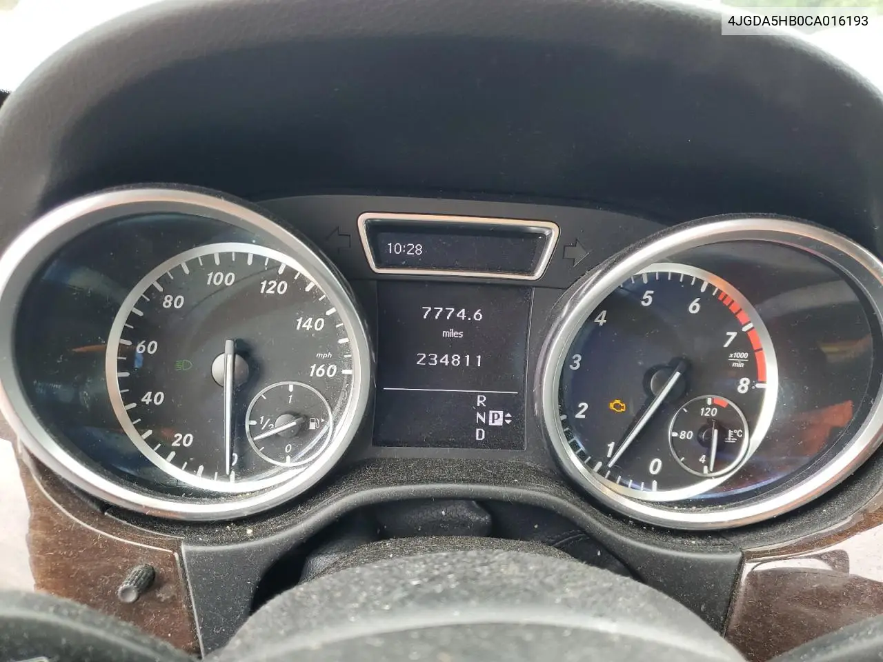 2012 Mercedes-Benz Ml 350 4Matic VIN: 4JGDA5HB0CA016193 Lot: 61648455