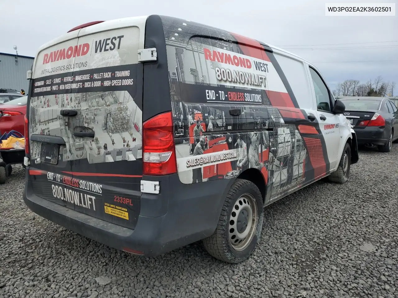 2019 Mercedes-Benz Metris VIN: WD3PG2EA2K3602501 Lot: 49818215