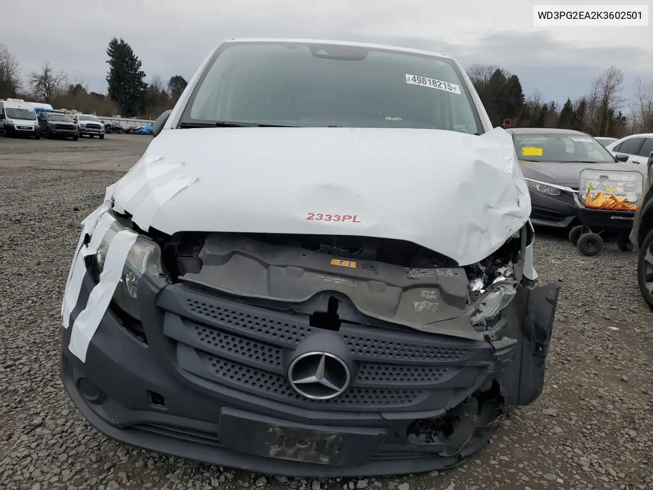 2019 Mercedes-Benz Metris VIN: WD3PG2EA2K3602501 Lot: 49818215