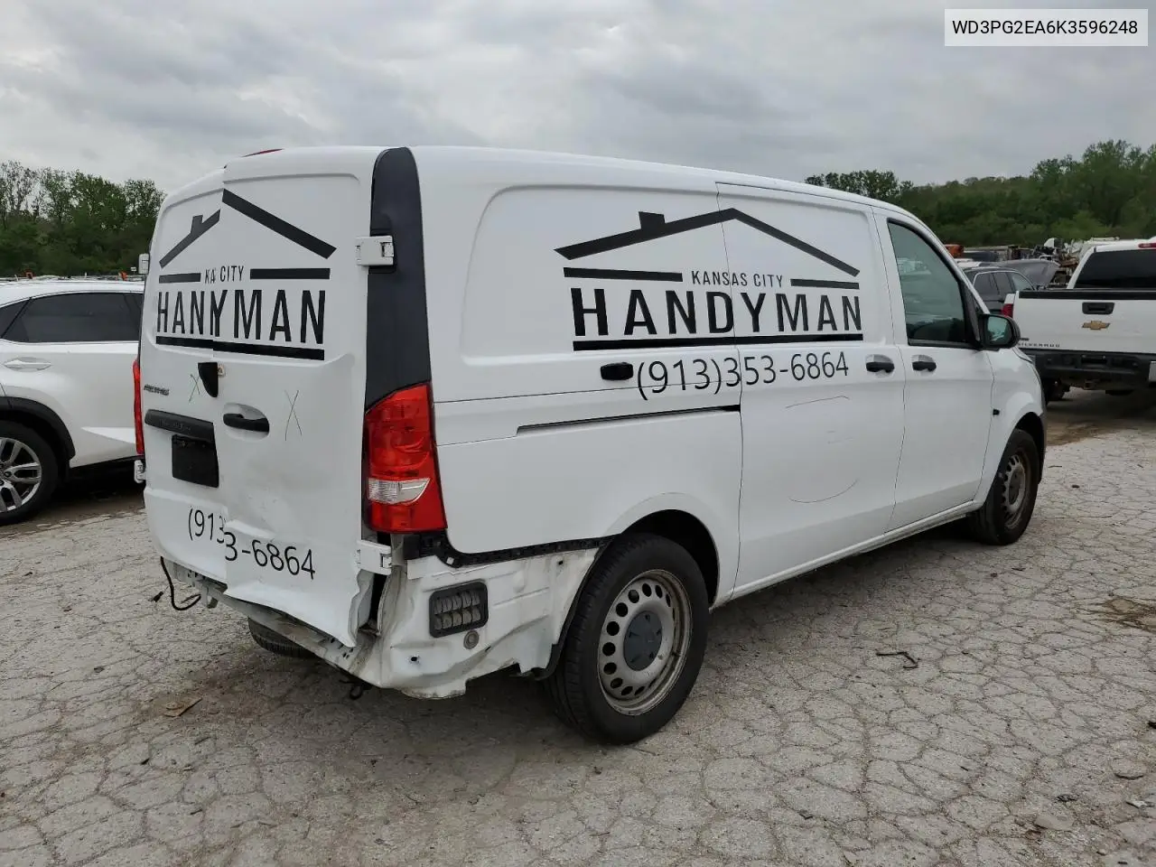 2019 Mercedes-Benz Metris VIN: WD3PG2EA6K3596248 Lot: 54395145