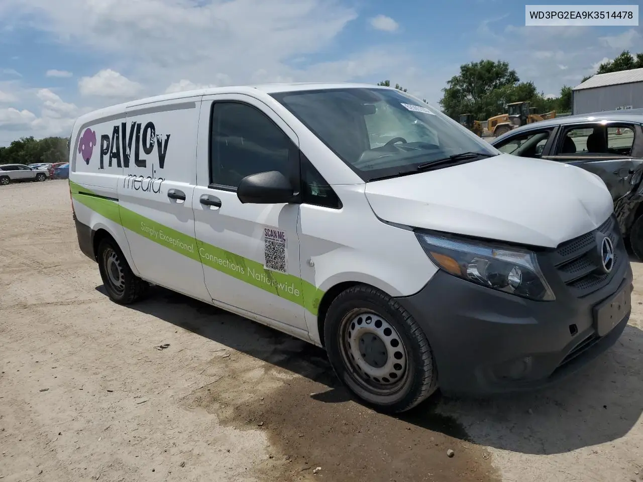2019 Mercedes-Benz Metris VIN: WD3PG2EA9K3514478 Lot: 62595105