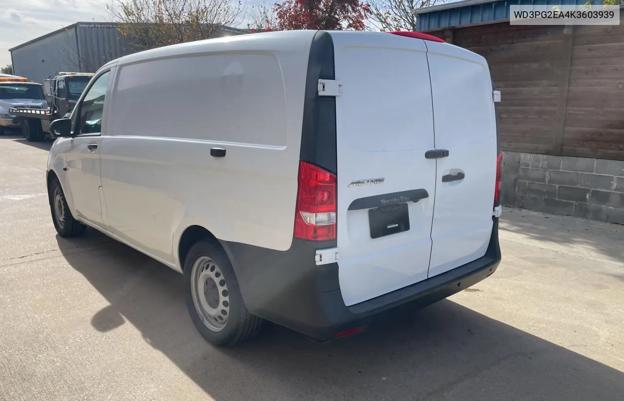 2019 Mercedes-Benz Metris VIN: WD3PG2EA4K3603939 Lot: 85077384