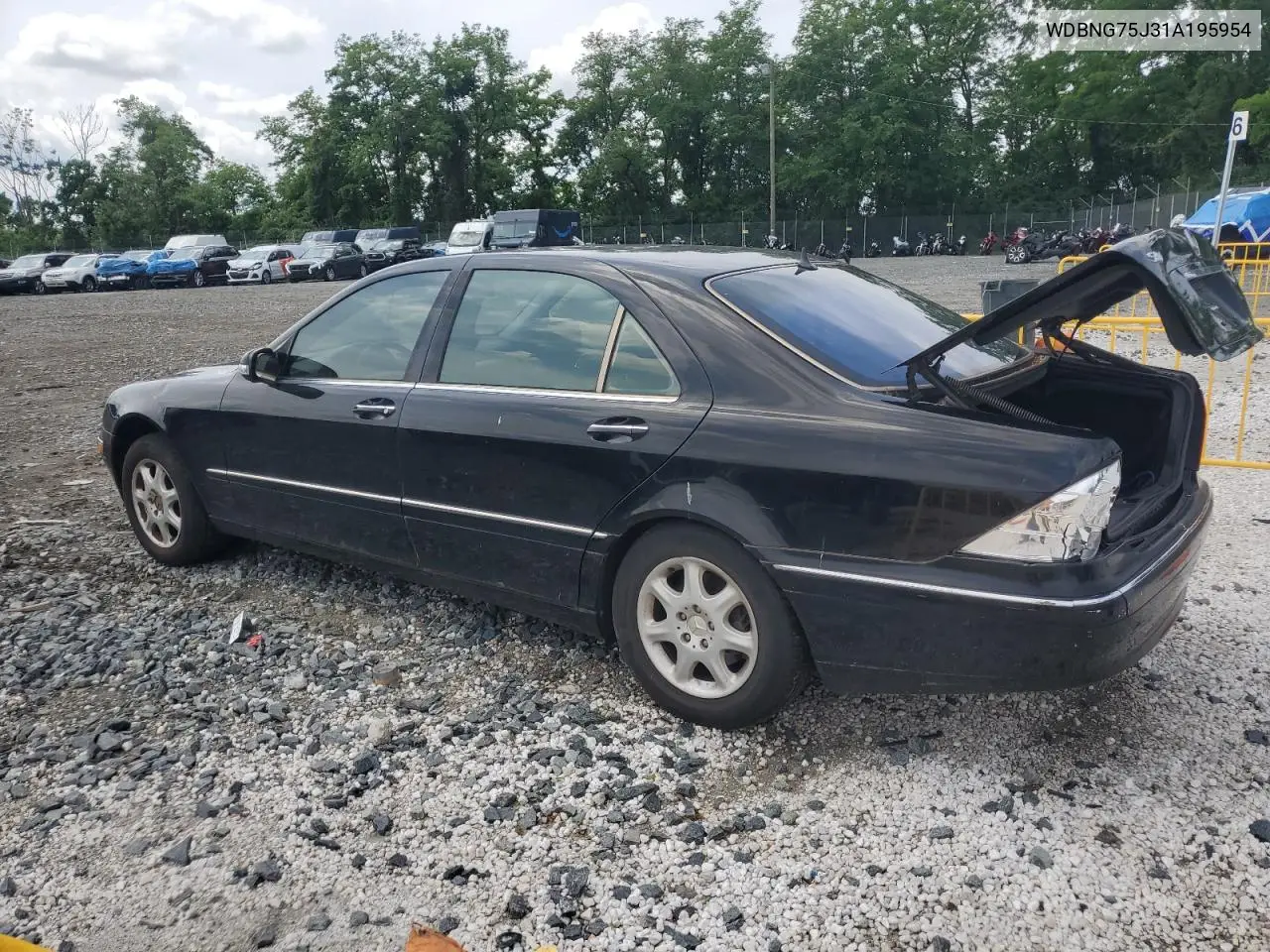 2001 Mercedes-Benz S 500 VIN: WDBNG75J31A195954 Lot: 60406655