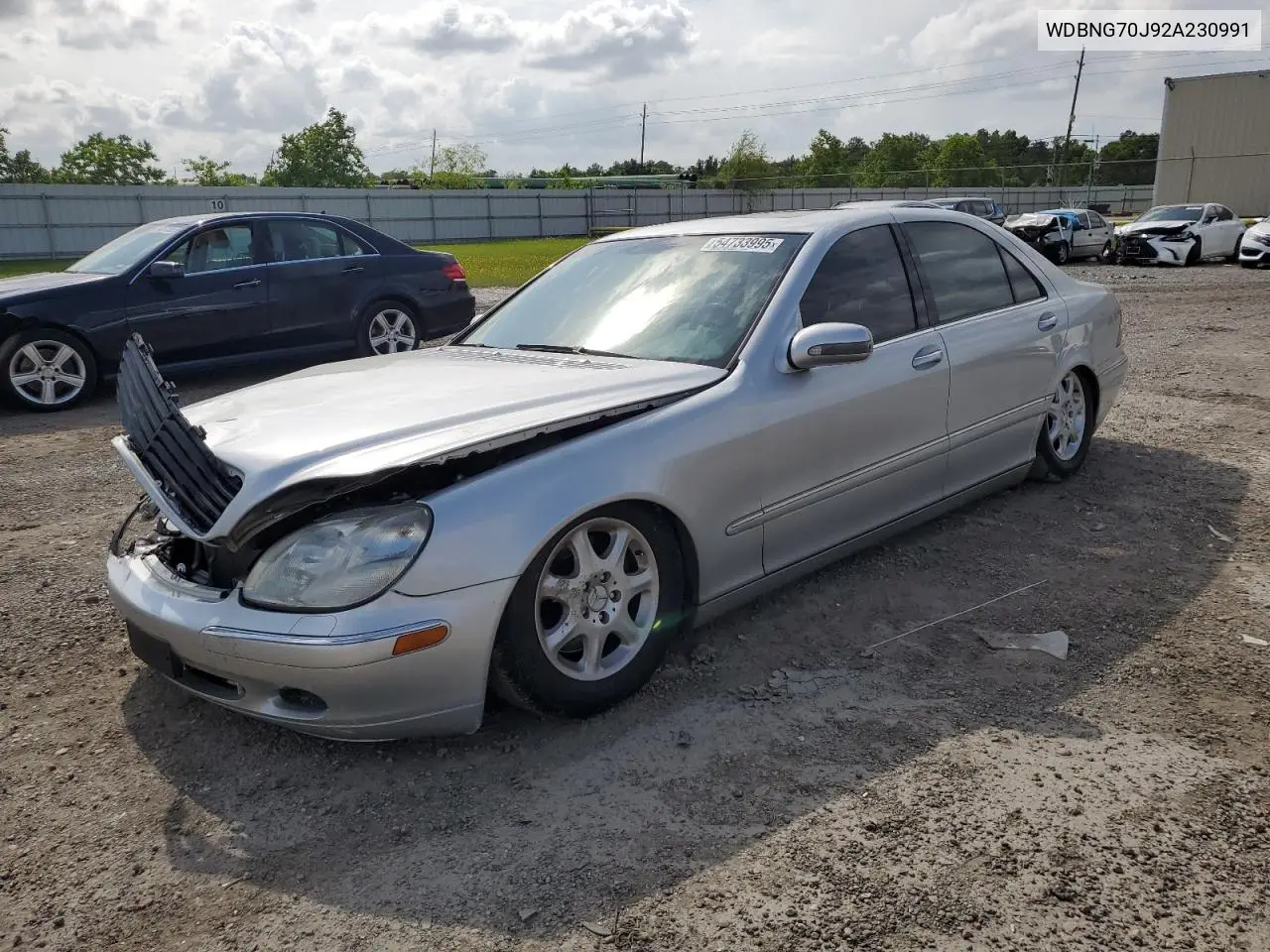 2002 Mercedes-Benz S 430 VIN: WDBNG70J92A230991 Lot: 54733995