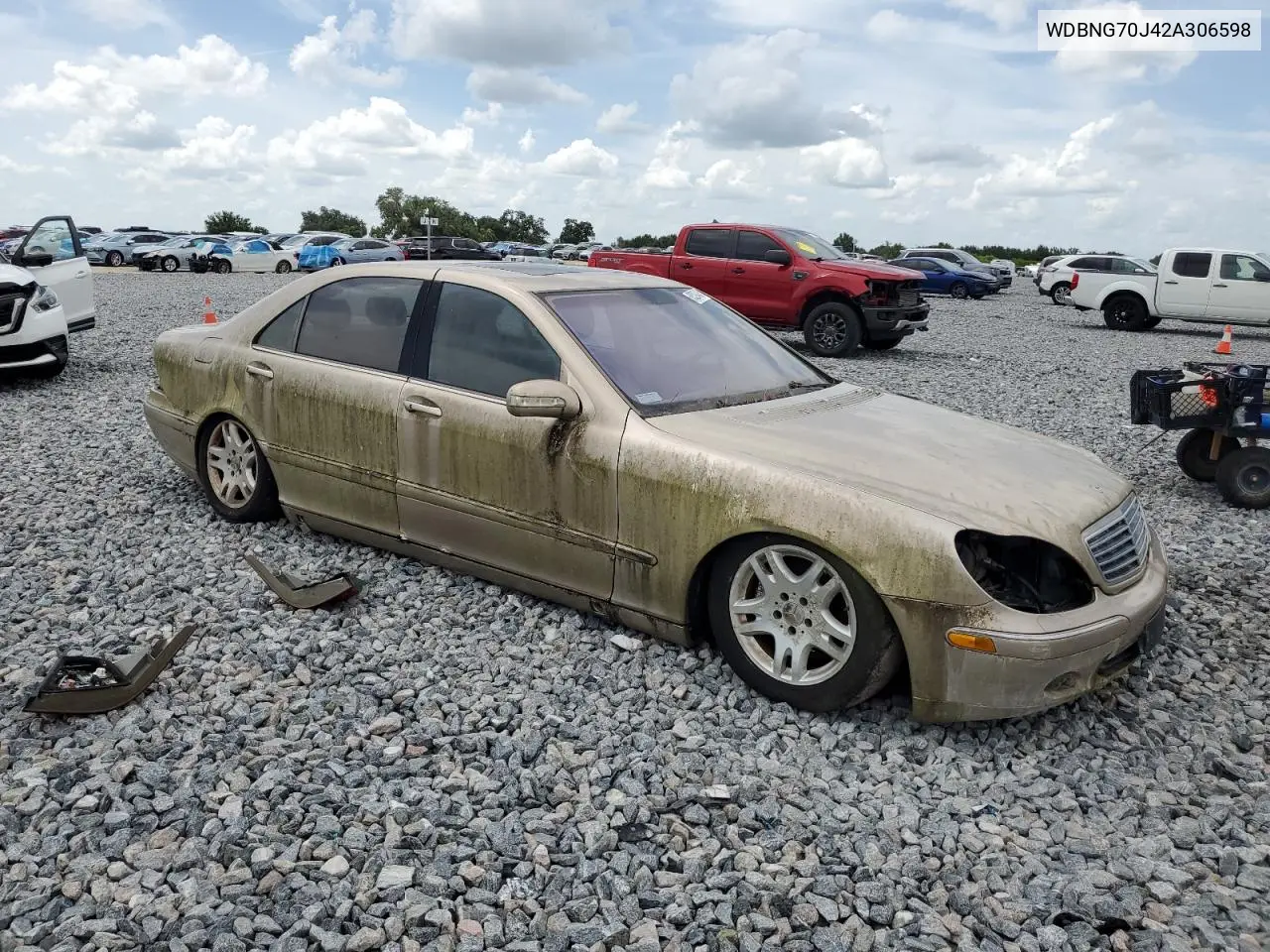 2002 Mercedes-Benz S 430 VIN: WDBNG70J42A306598 Lot: 63294345