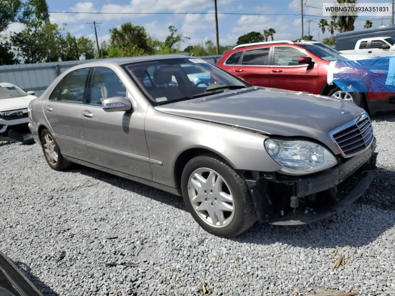 2003 Mercedes-Benz S 430 VIN: WDBNG70J93A351831 Lot: 52706965